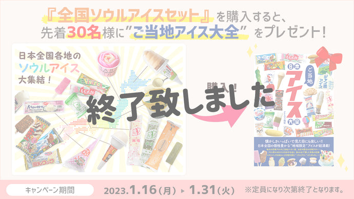 【特別企画】全国ソウルアイスセットを購入頂いた方対象！先着30名様に”ご当地アイス大全”をプレゼント！